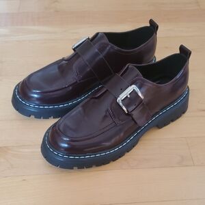 Marc Fisher Burgundy Loafers with Silver Buckle